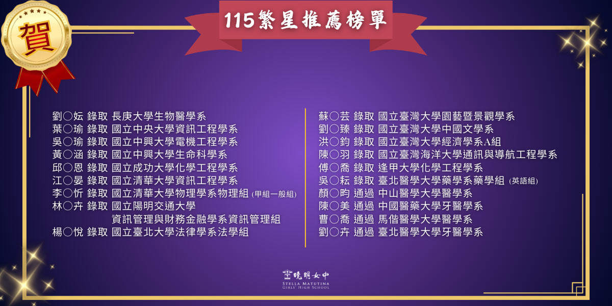 115繁星推薦榜單