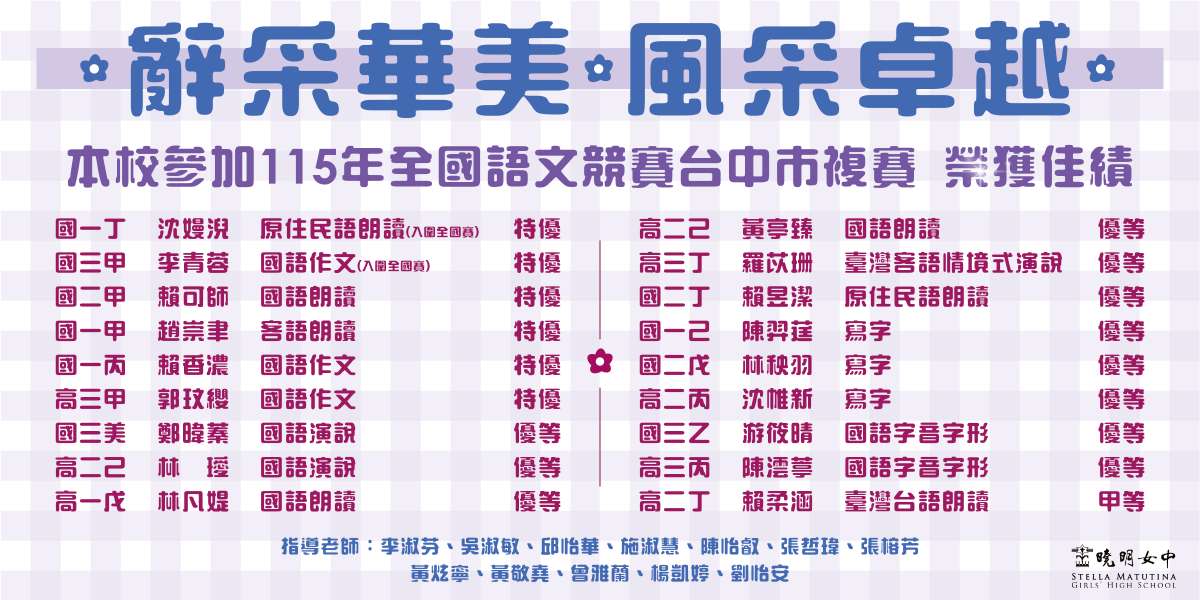 115全國語文競賽複賽表現優異